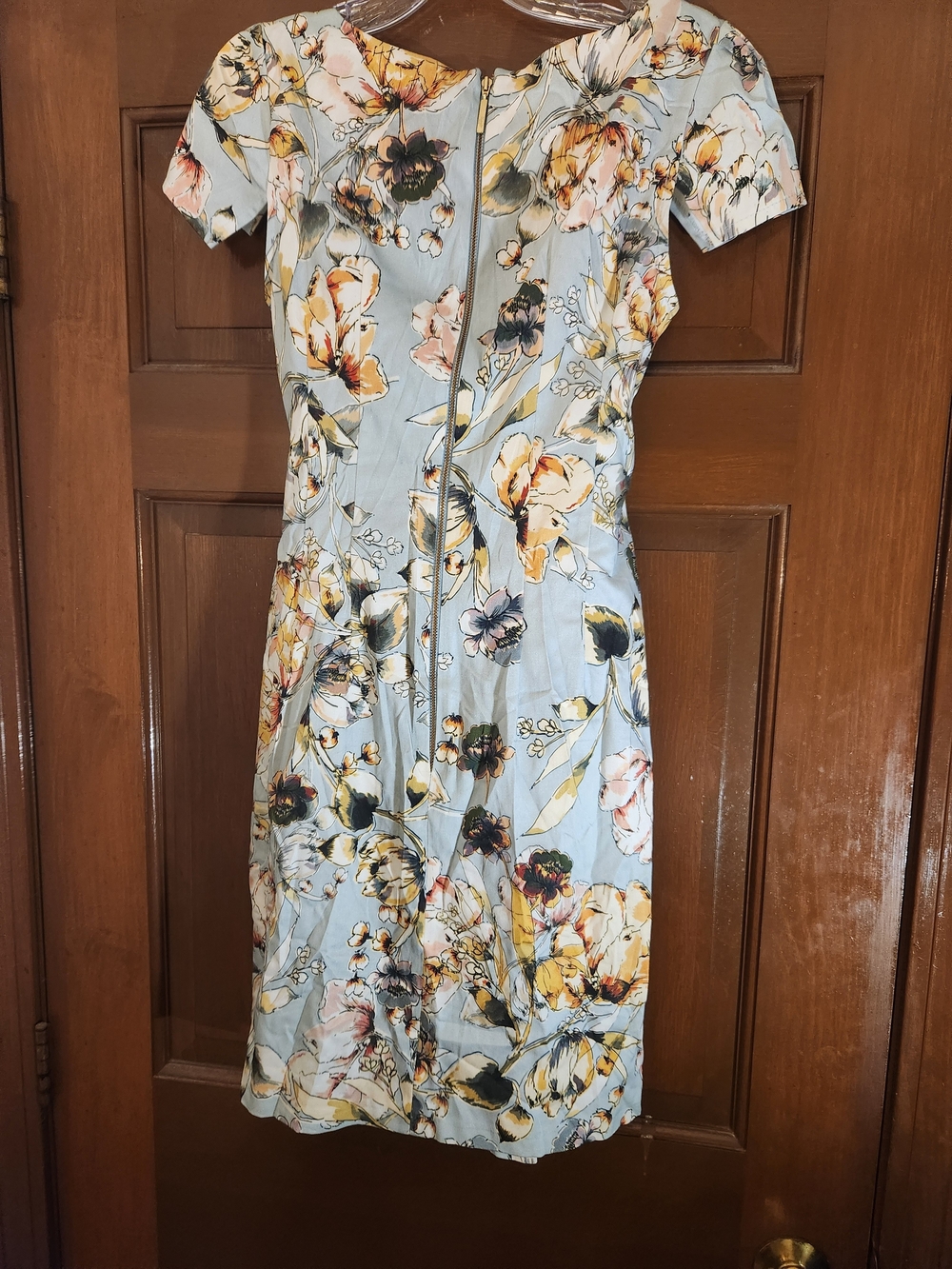 Closet London Blue Floral Fit & Flare Tie Waist Dress Size 6 - Picture 5 of 6